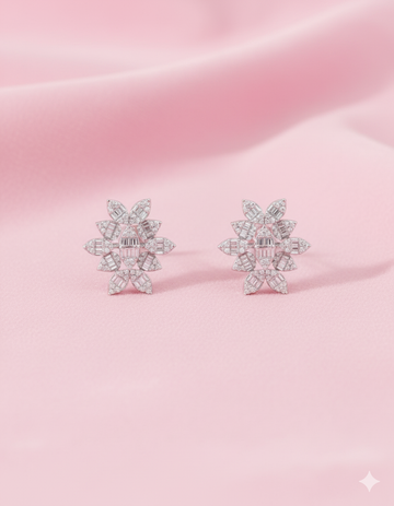 Silver Leaf Shine 925 Silver White Swarovski Zircon Earrings