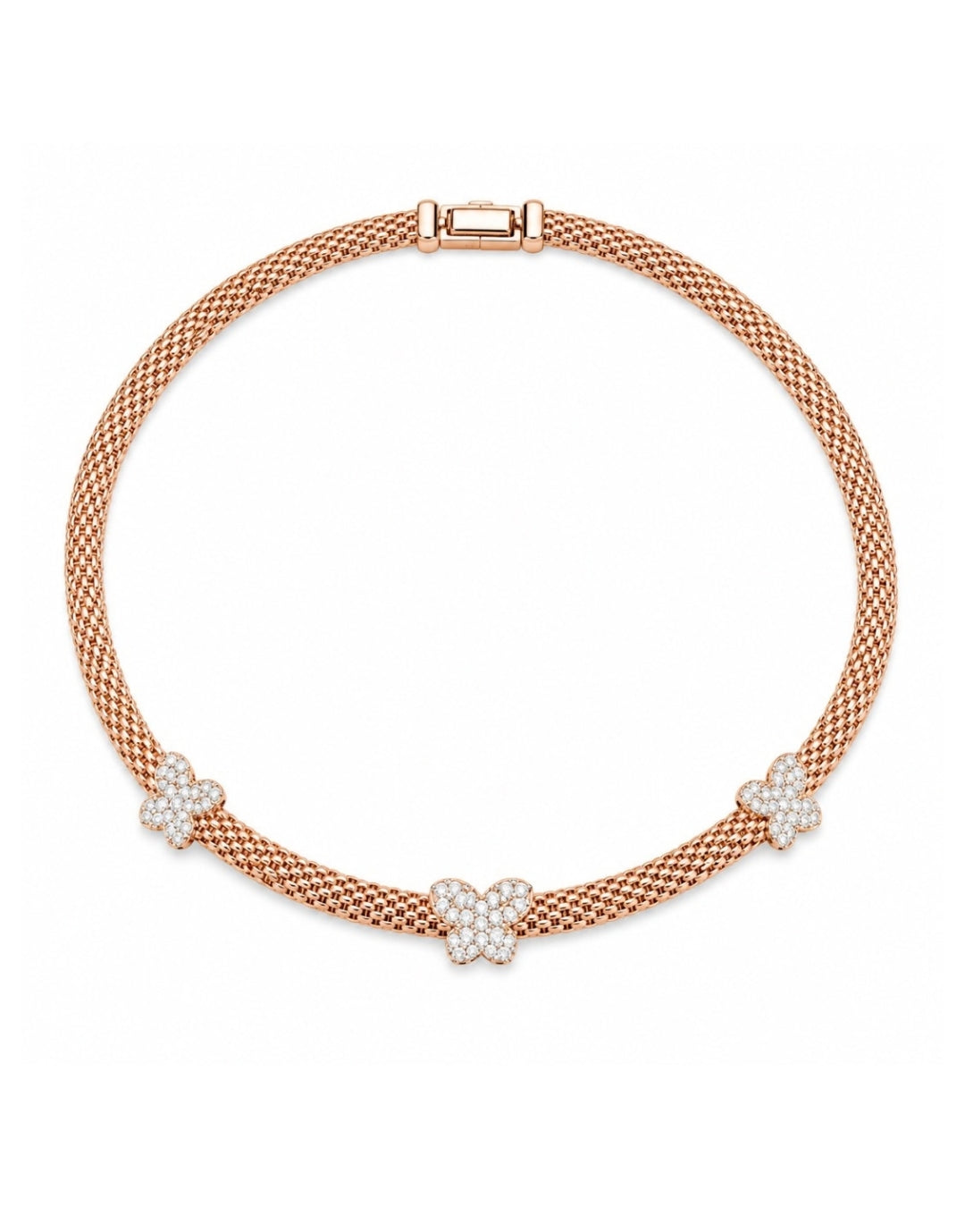 Pave Butterfly Rose Mesh Collar