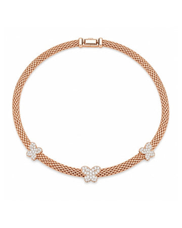 Pave Butterfly Rose Mesh Collar