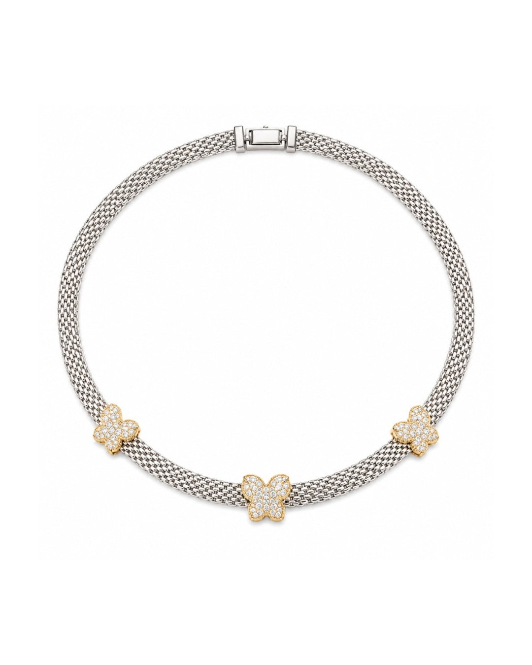 Pave Butterfly Two-Tone Mesh Collar