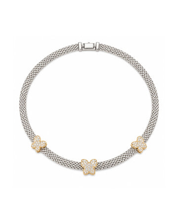 Pave Butterfly Two-Tone Mesh Collar