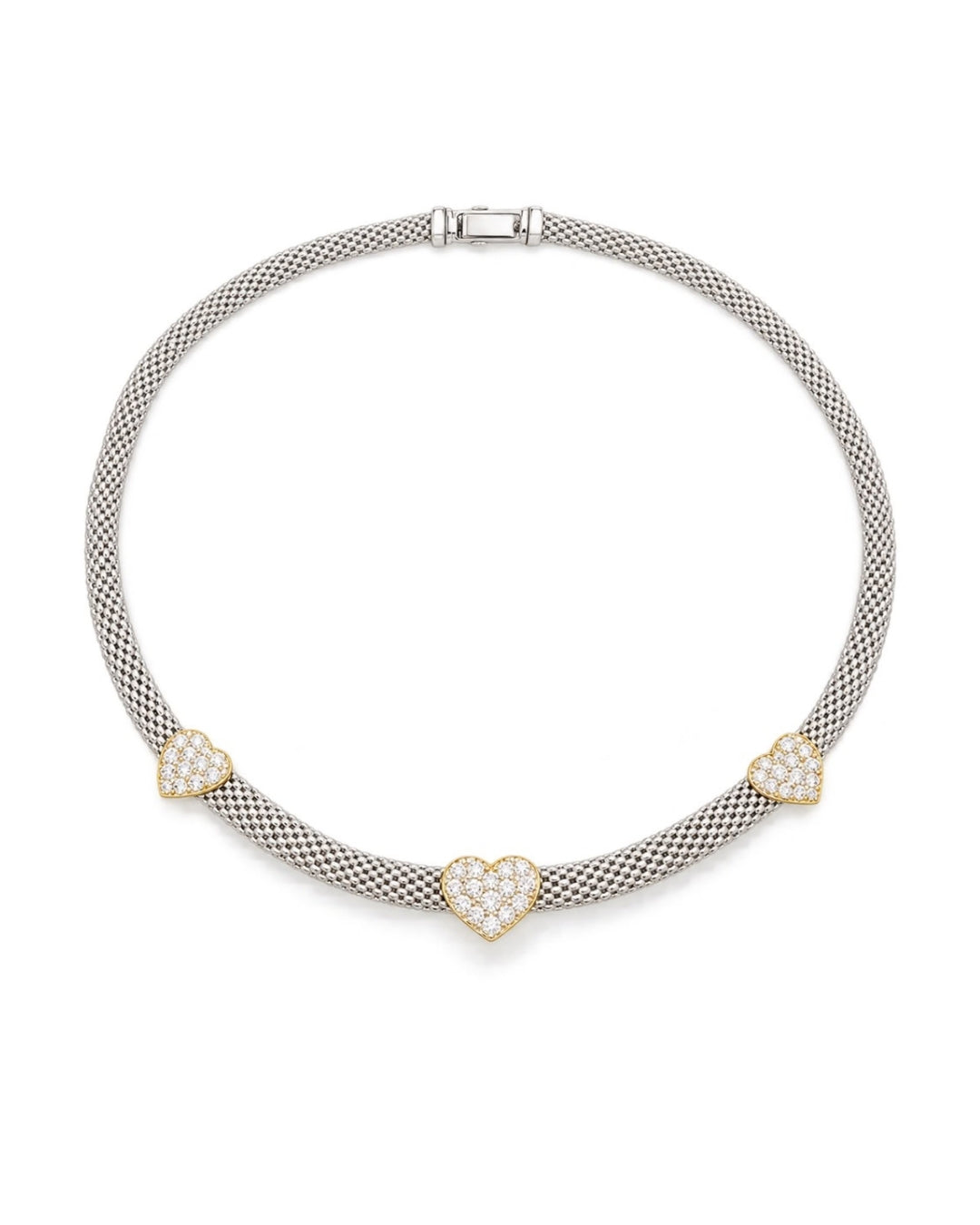 Pave Heart Duo Mesh Collar