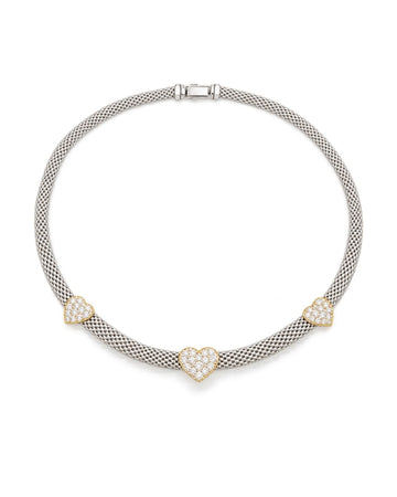 Pave Heart Duo Mesh Collar