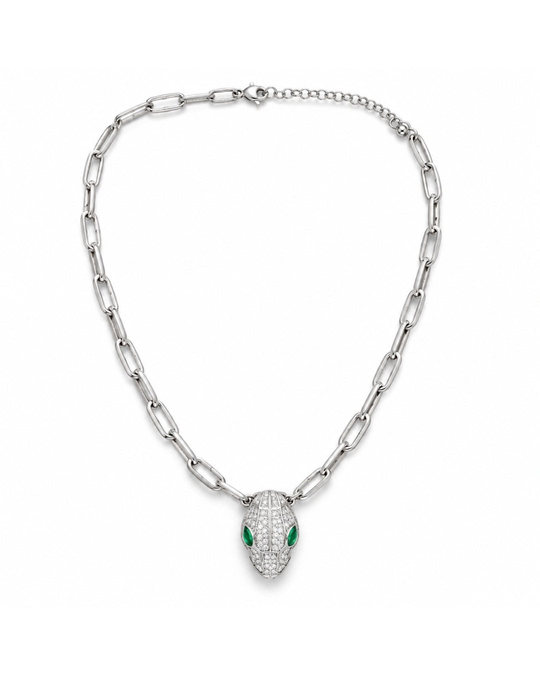Serpent Emerald Paperclip Chain Necklace