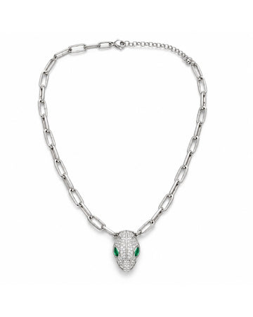 Serpent Emerald Paperclip Chain Necklace