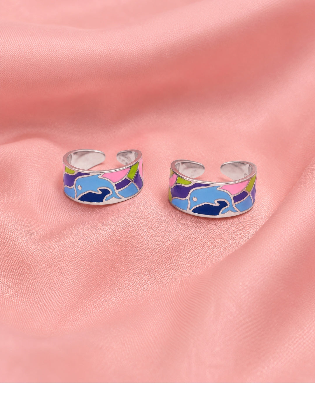Wide Enamel Band Toe Ring — Assorted Prints