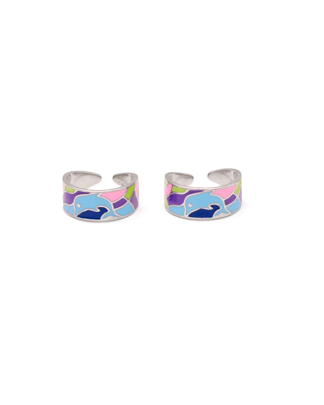 Wide Enamel Band Toe Ring — Assorted Prints