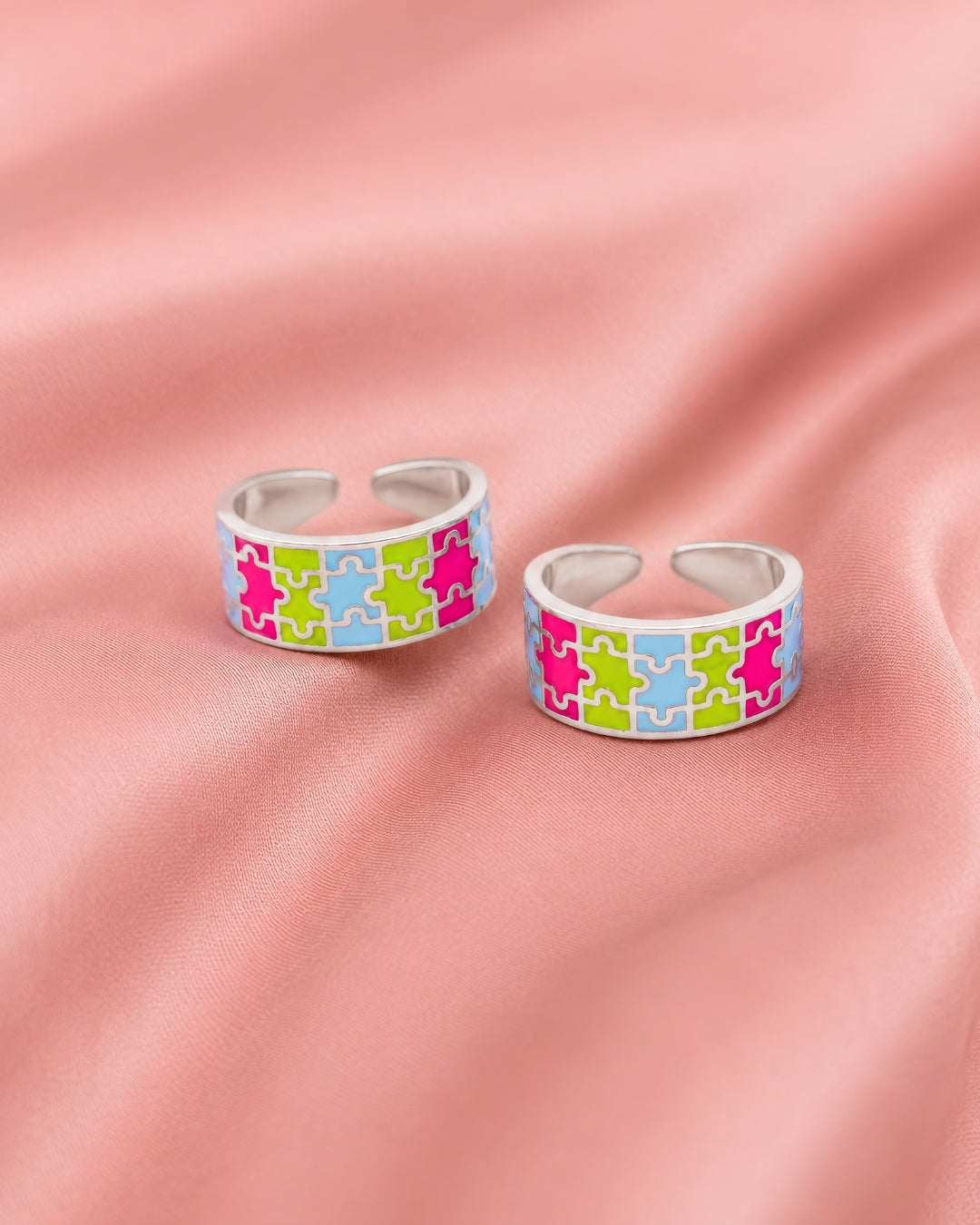 Wide Enamel Band Toe Ring — Assorted Prints