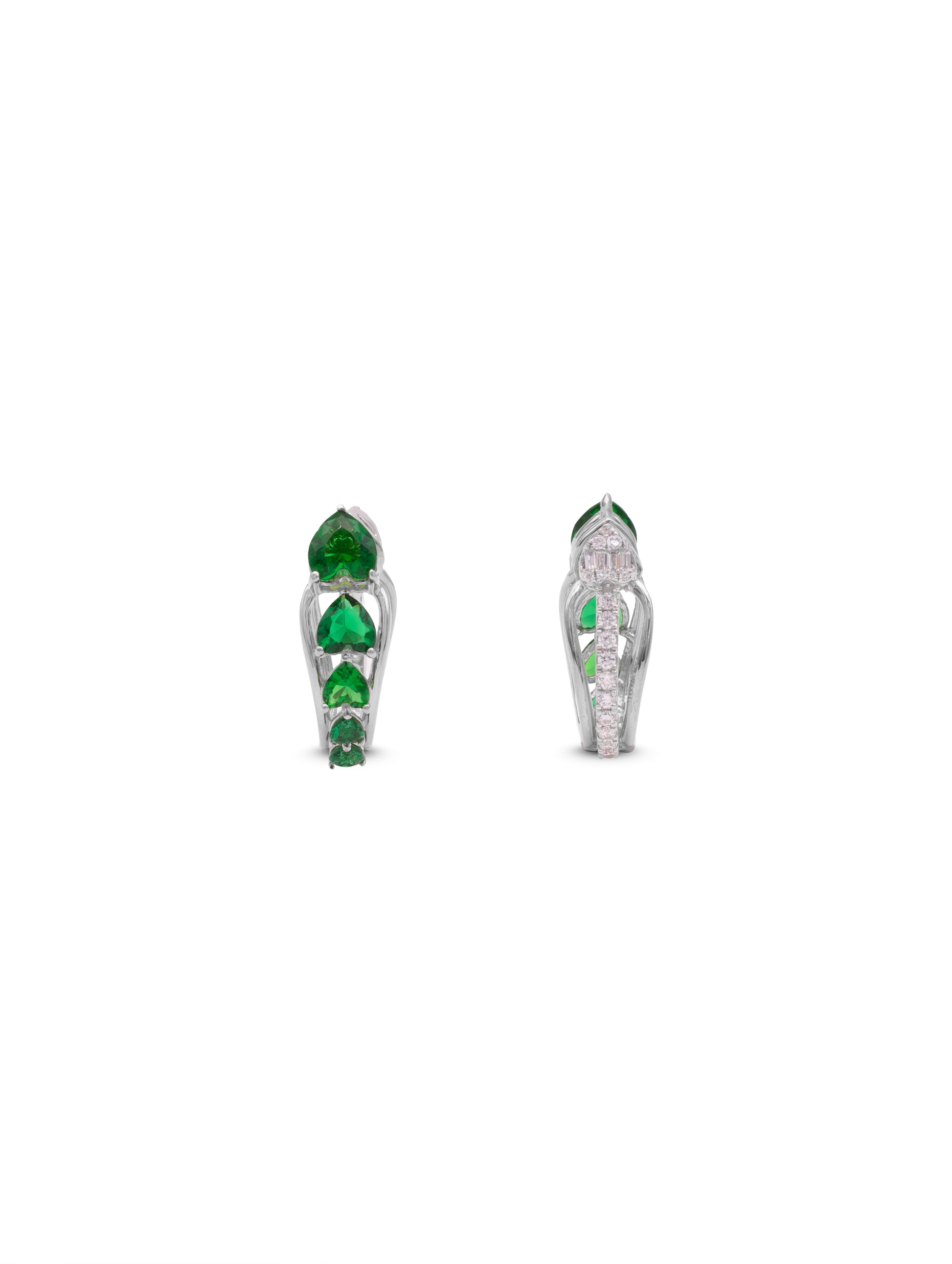 Buy 925 sterling silver hoop earrings with green gemstones emerald style for women Dubai UAE - elegant party festive jewelry online