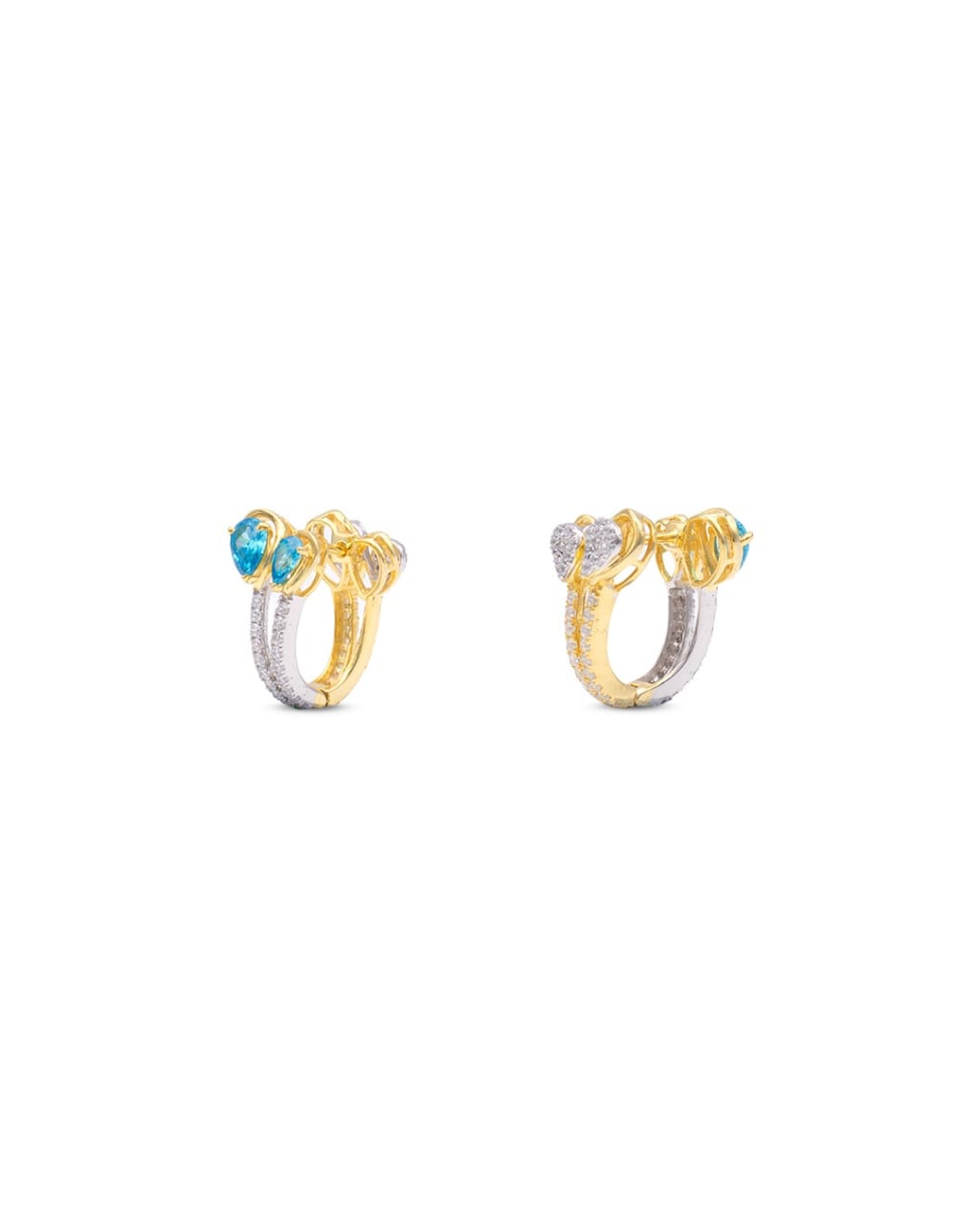 Buy 925 sterling silver gold-polished bali earrings with sky blue and white Swarovski zircon stones women Dubai UAE - luxury jewelry online