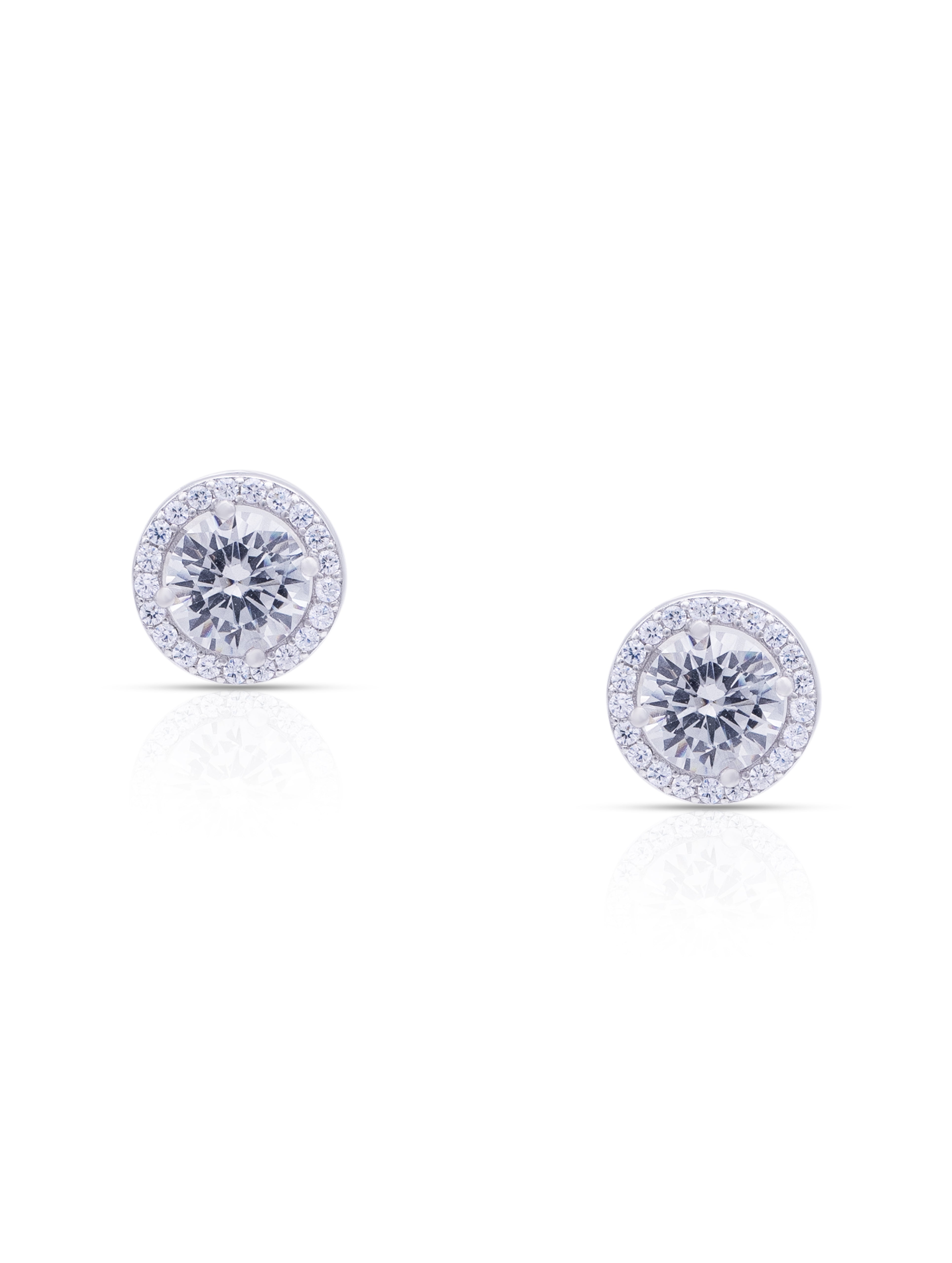 Solitaire Zircon Silver Earrings