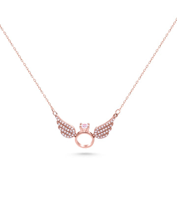 Solitaire Wing Charm Silver Necklace