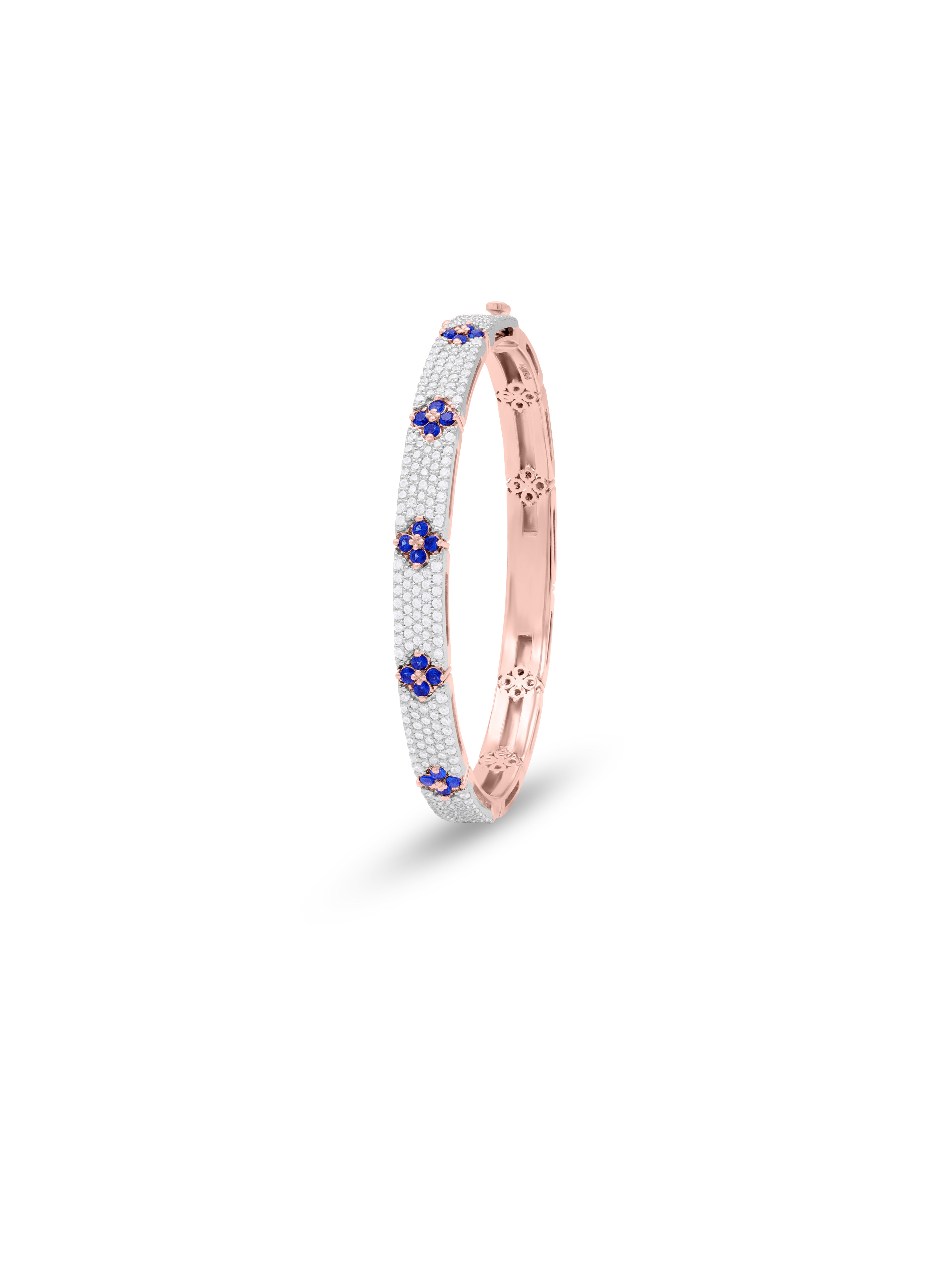 Dual tone floral motif openable silver bracelet fashion jewellery gift for women in Dubai