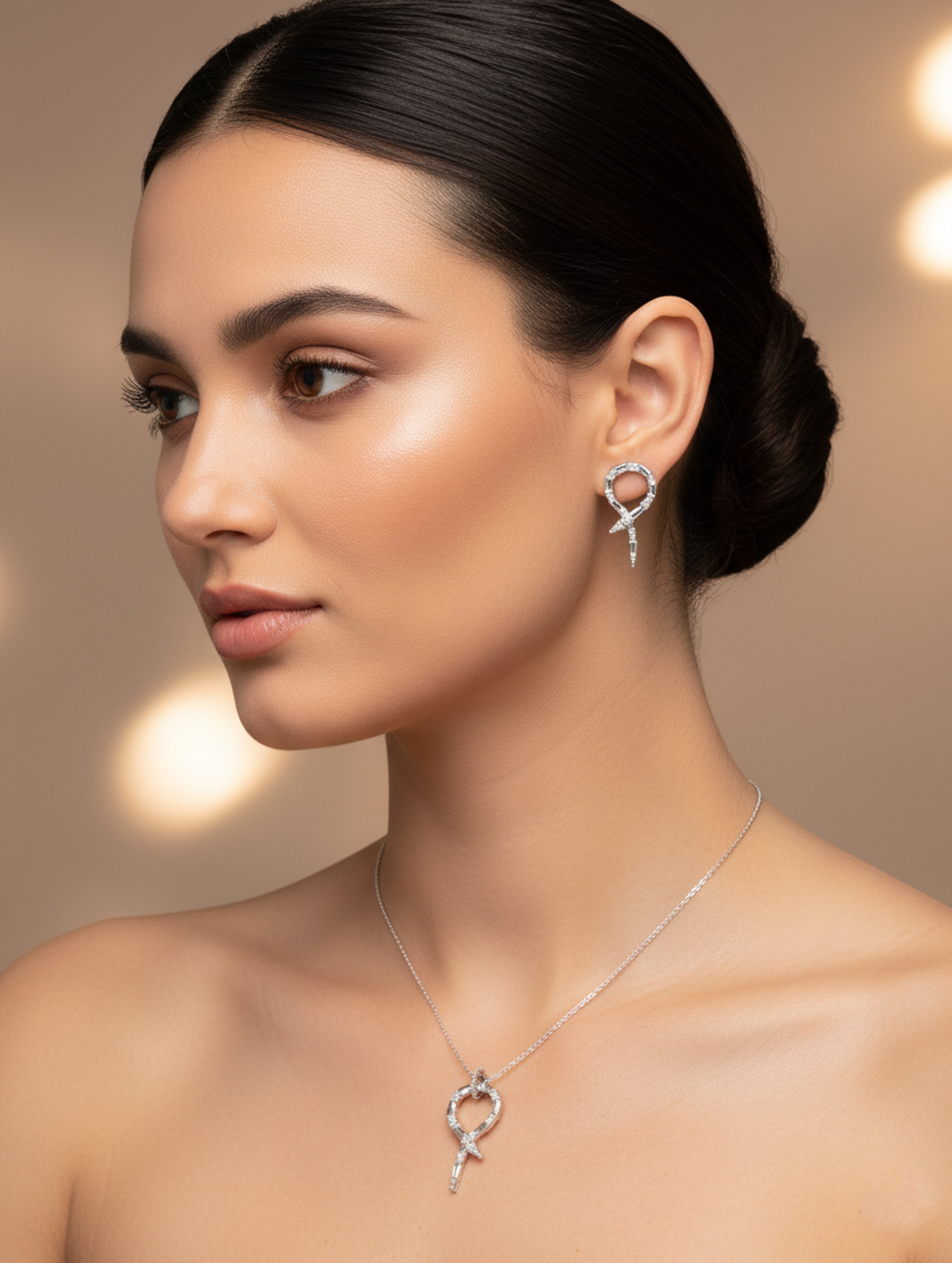 Elegant 925 Sterling Silver Pendant Set with Sparkling Stones