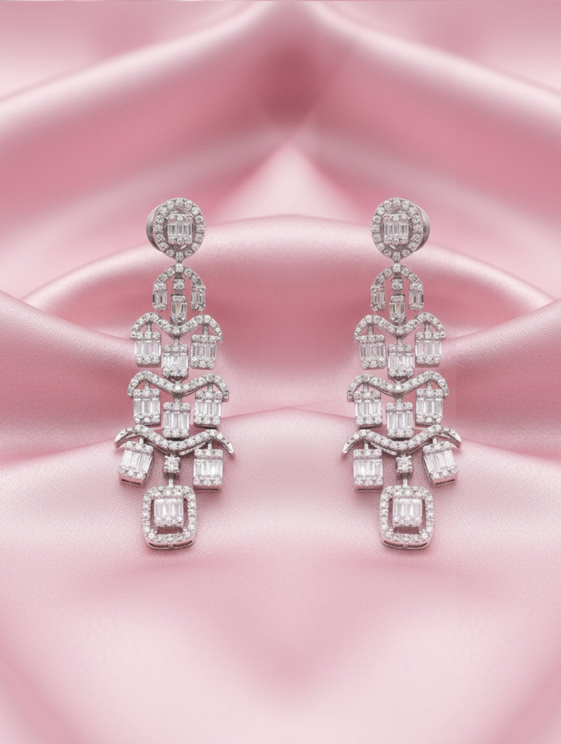 Timeless Grace 925 Silver Chandelier Long Earrings