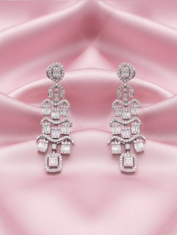 Timeless Grace 925 Silver Chandelier Long Earrings