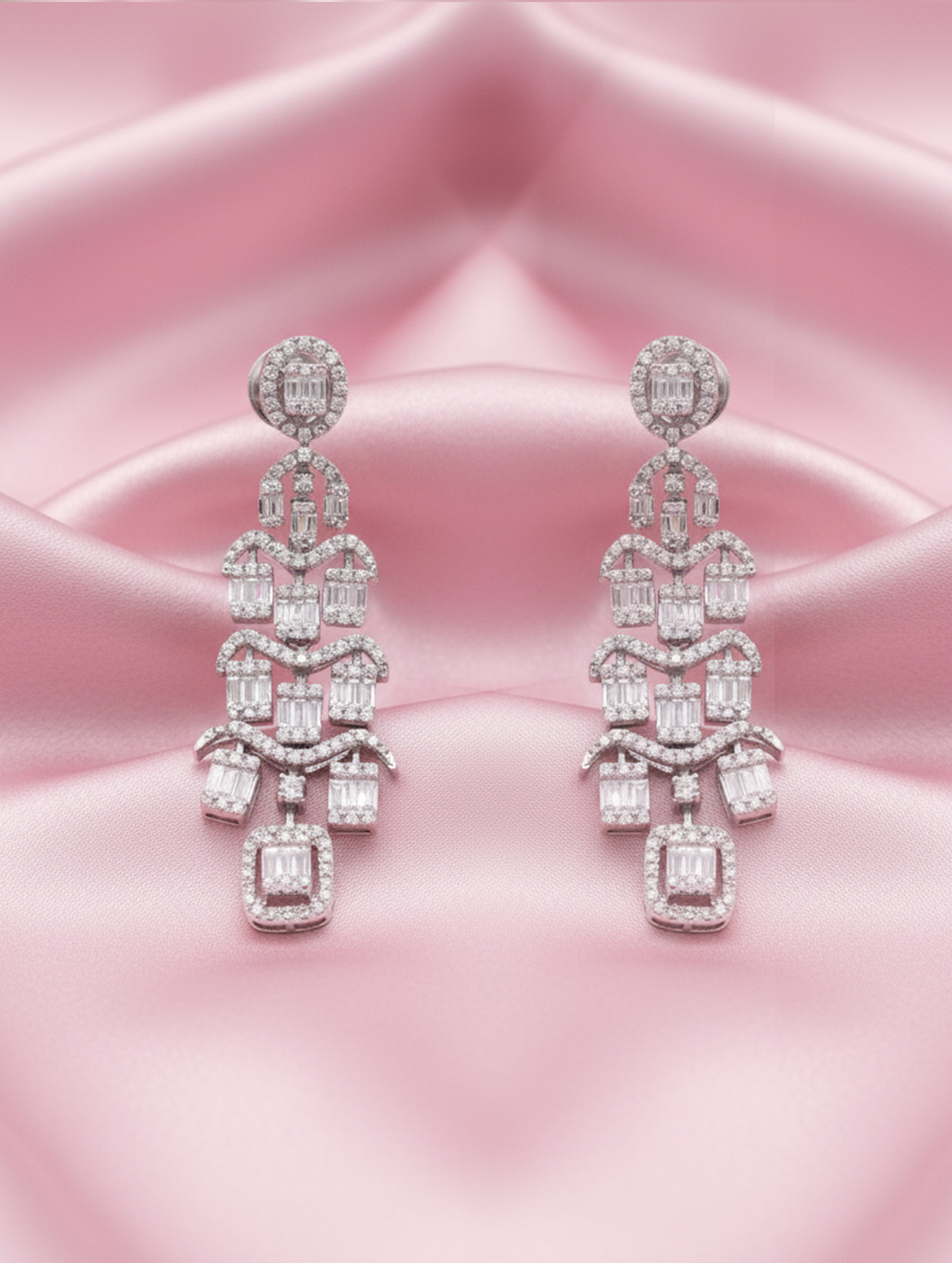 Timeless Grace 925 Silver Chandelier Long Earrings