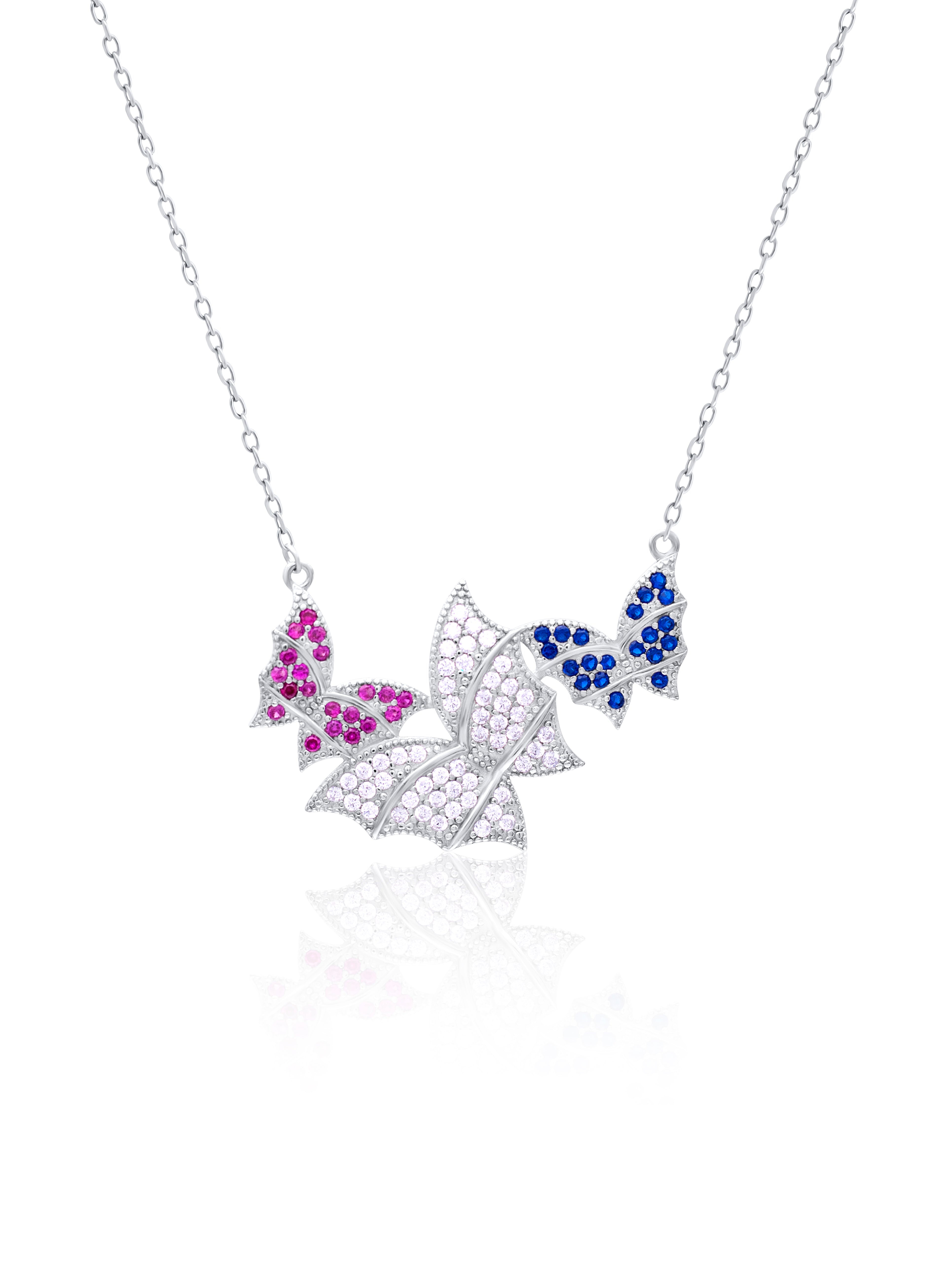 Multicolour Butterfly Silver Chain