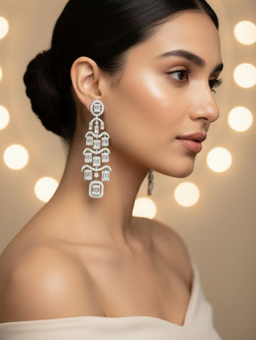 Timeless Grace 925 Silver Chandelier Long Earrings