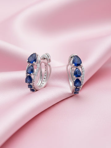 Amethyst Heart 925 Silver Purple Stone Bali Earrings