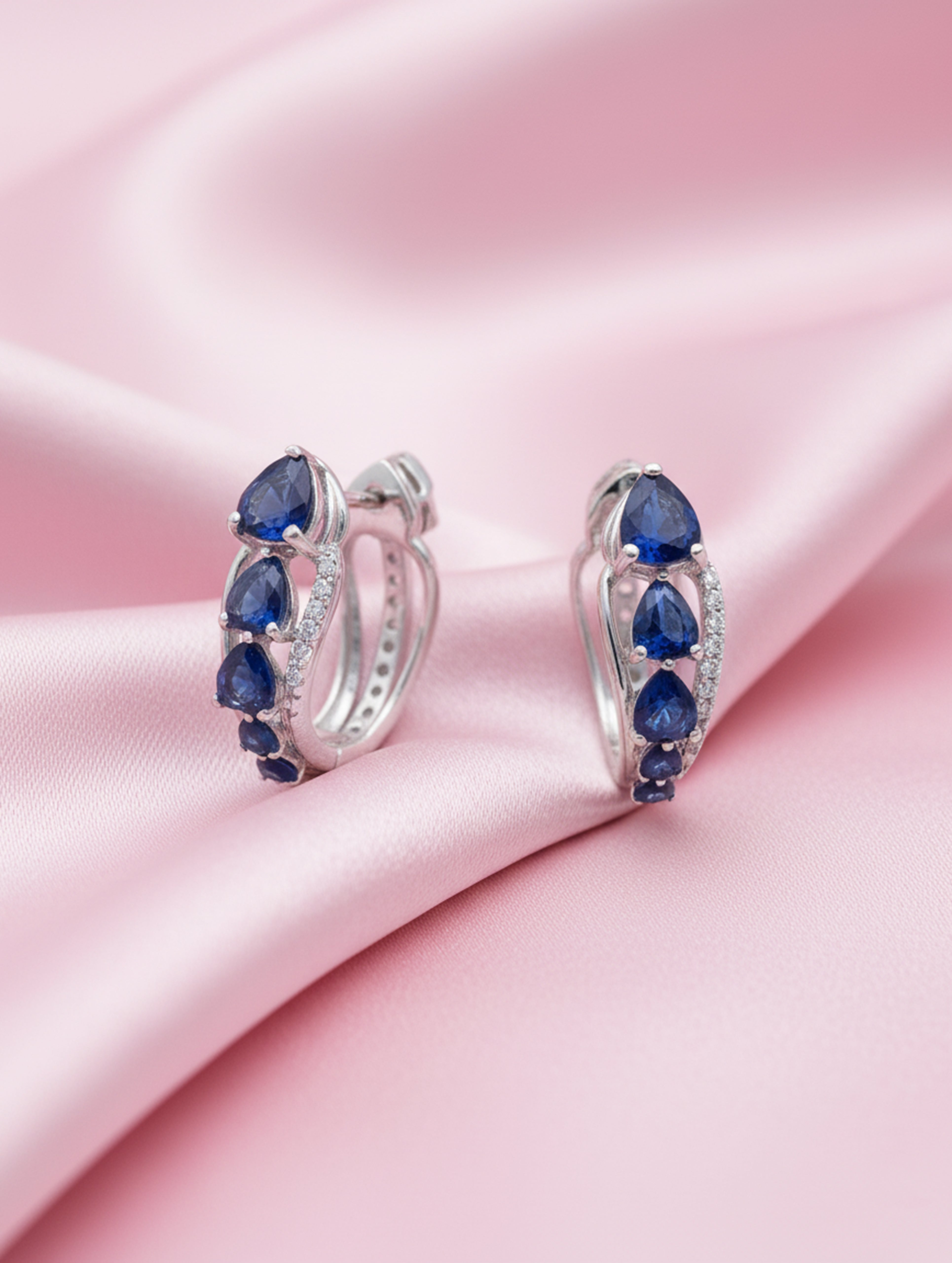 Amethyst Heart 925 Silver Purple Stone Bali Earrings