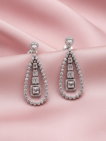 Radiant Sparkle 925 Silver Swarovski Zircon Danglers