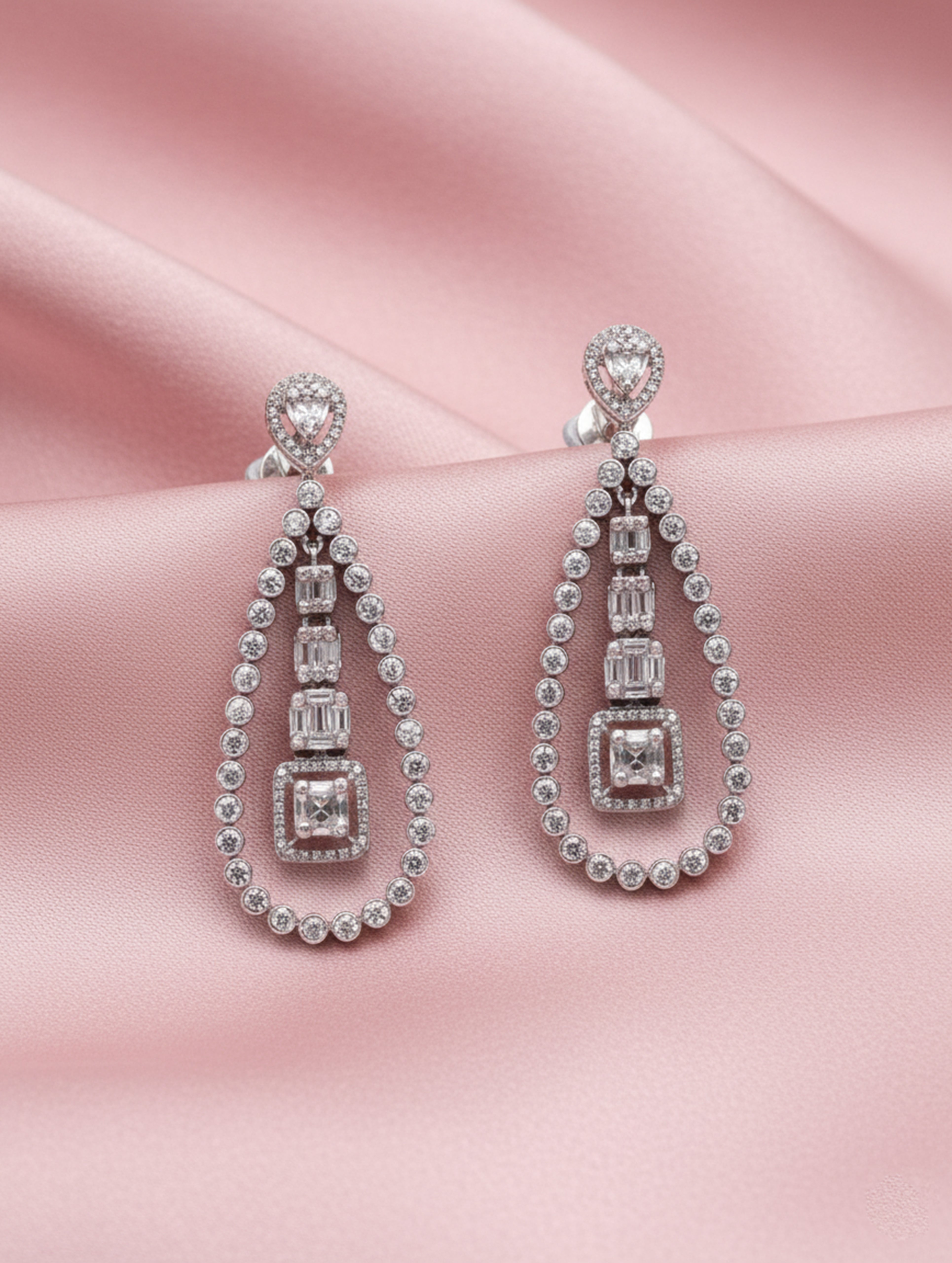Radiant Sparkle 925 Silver Swarovski Zircon Danglers
