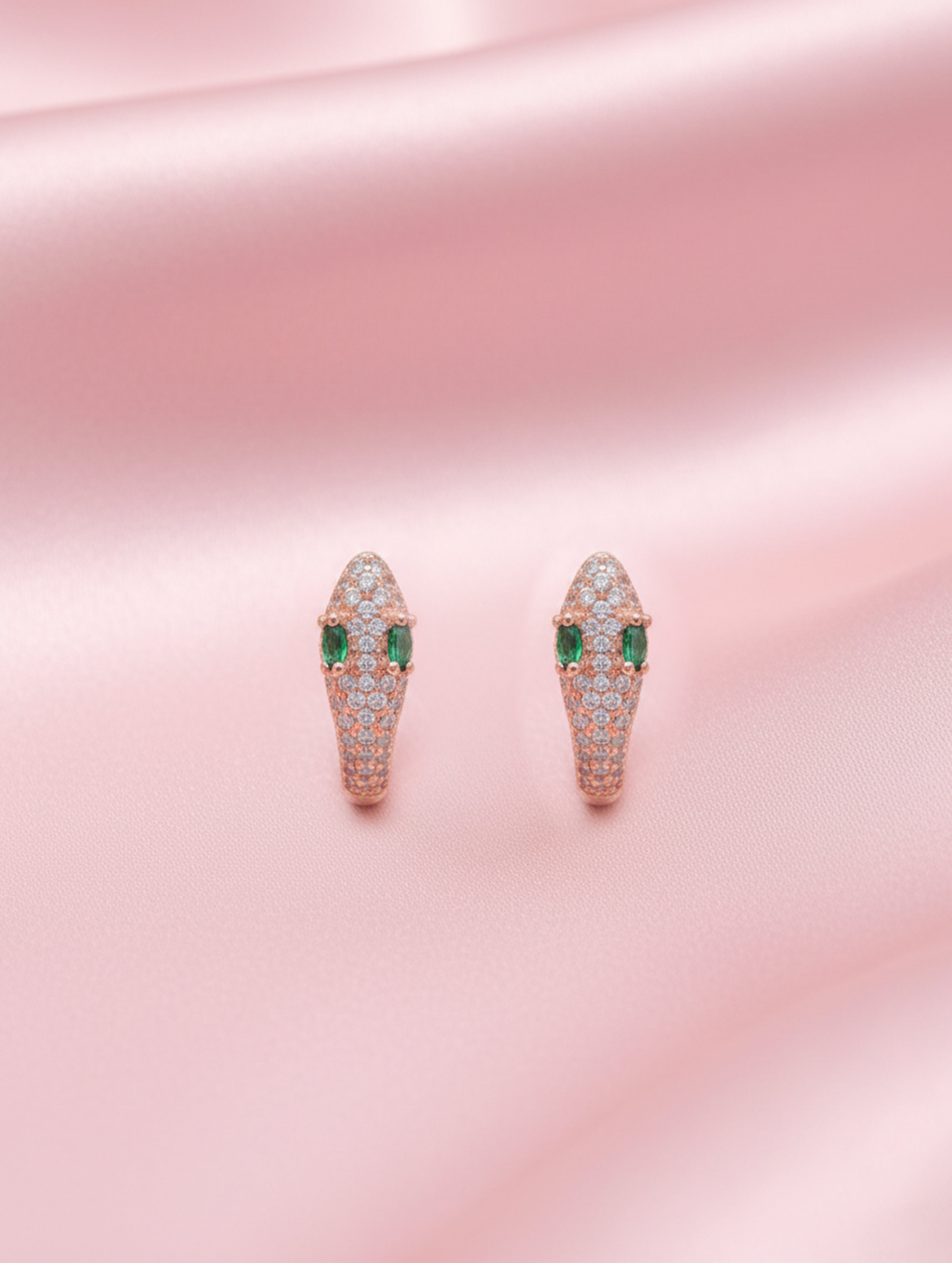 Rose Gold Green Gemstone Hoop Earrings