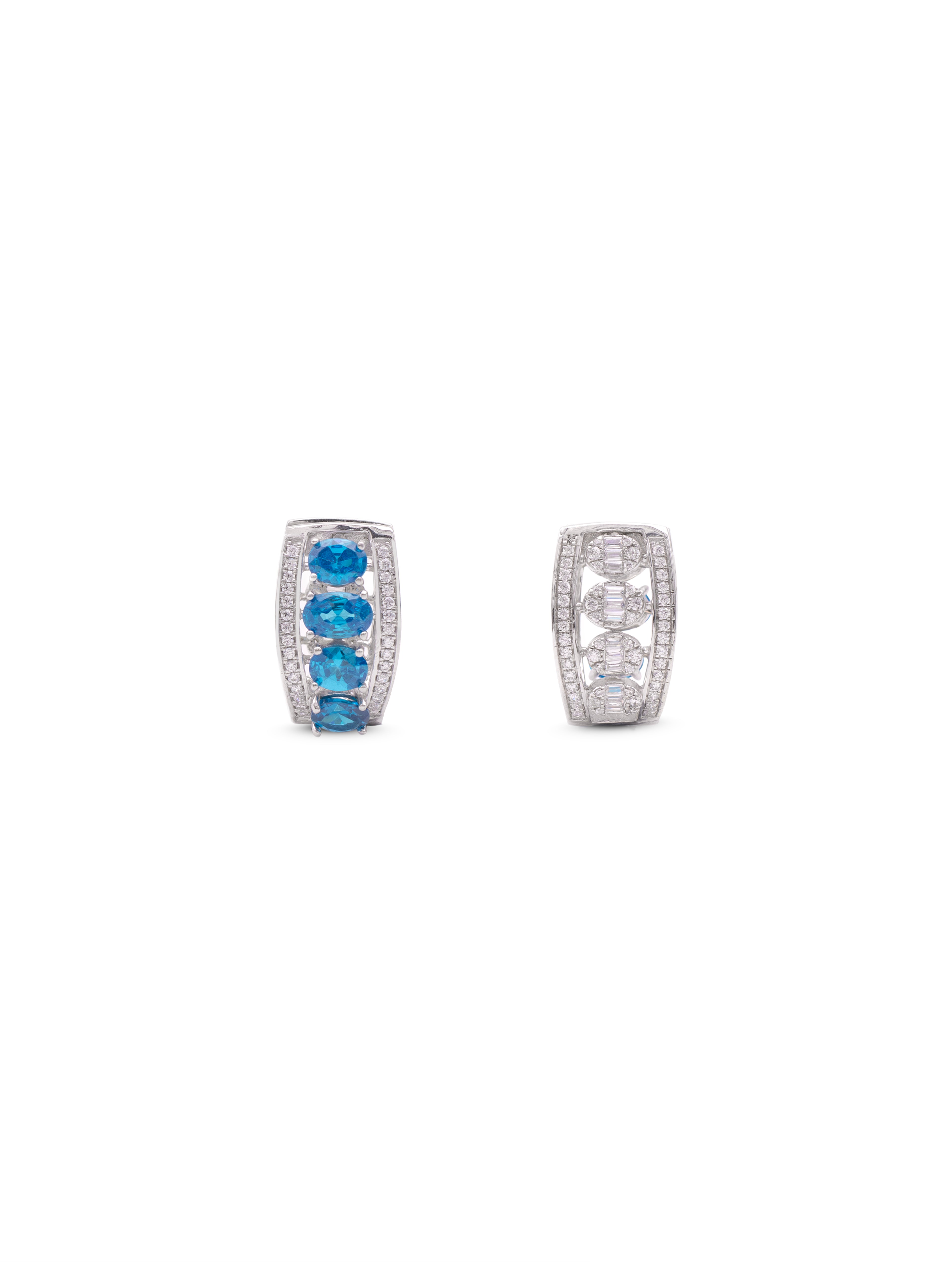 925 sterling silver bali earrings with blue and white Swarovski zircon stones for women in Dubai