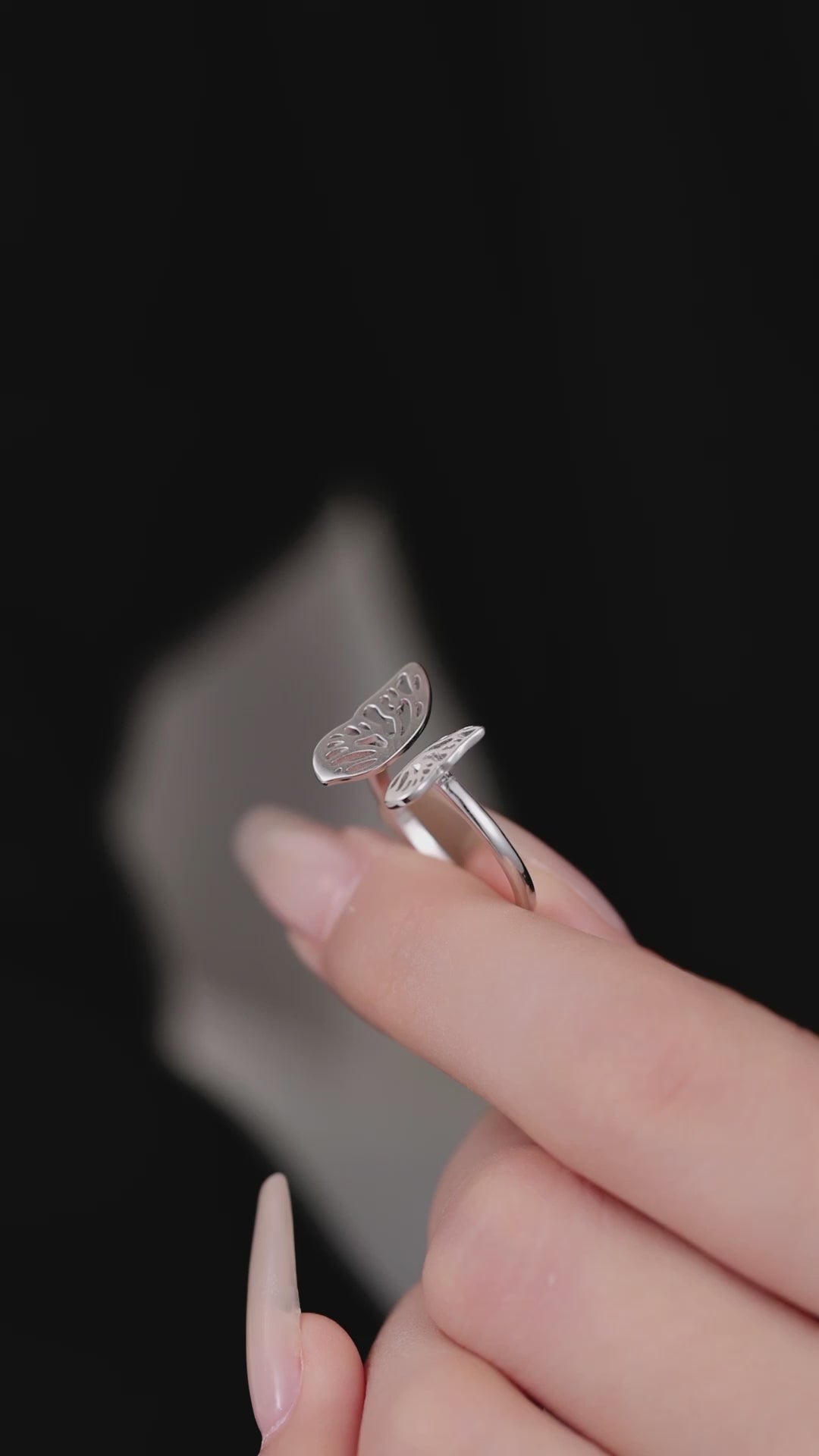 Silver Butterfly Embrace Ring