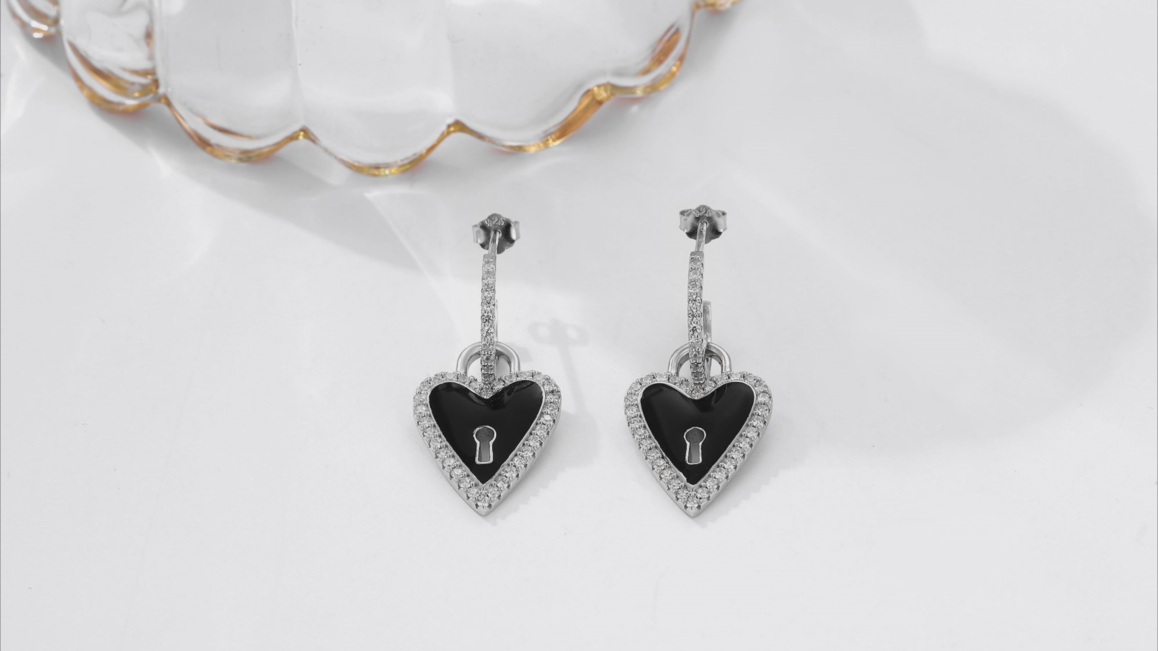 Unlock My Heart Enamel Earrings