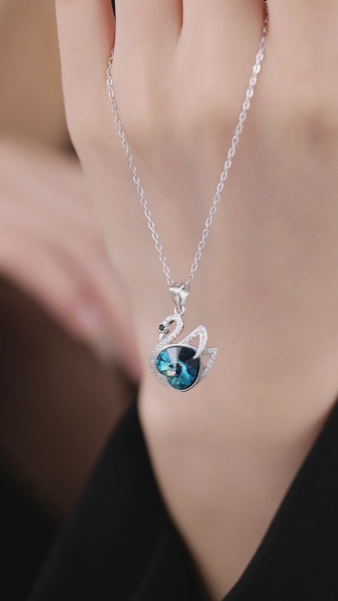 Sterling Silver Swan Charm Chain