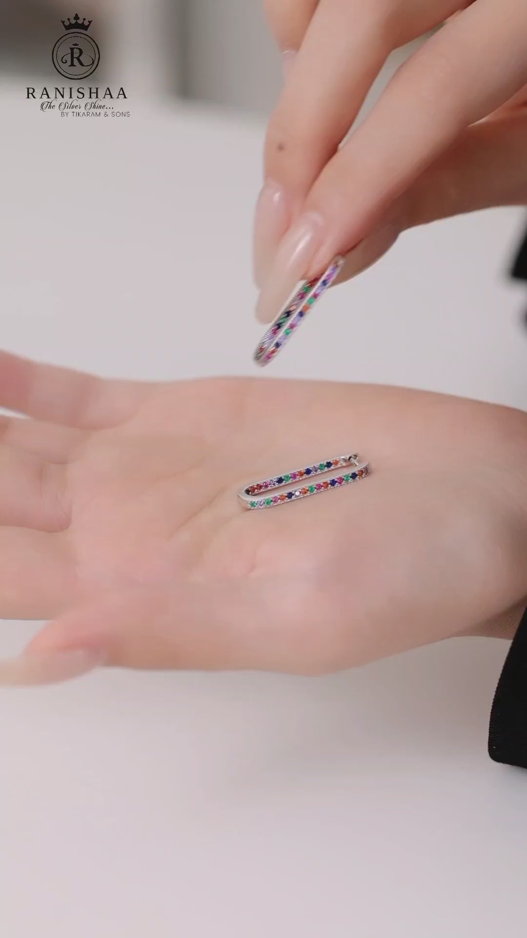 Rainbow Crystal Hoop Earrings
