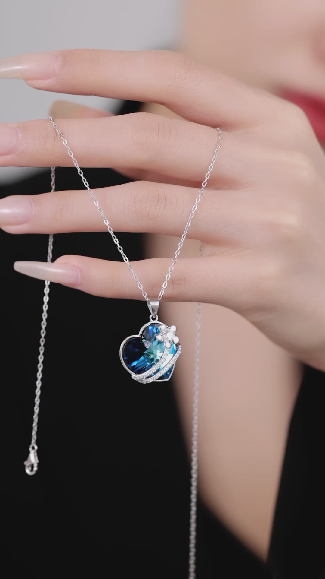 Sapphire Glow Sterling Silver Heart Necklace
