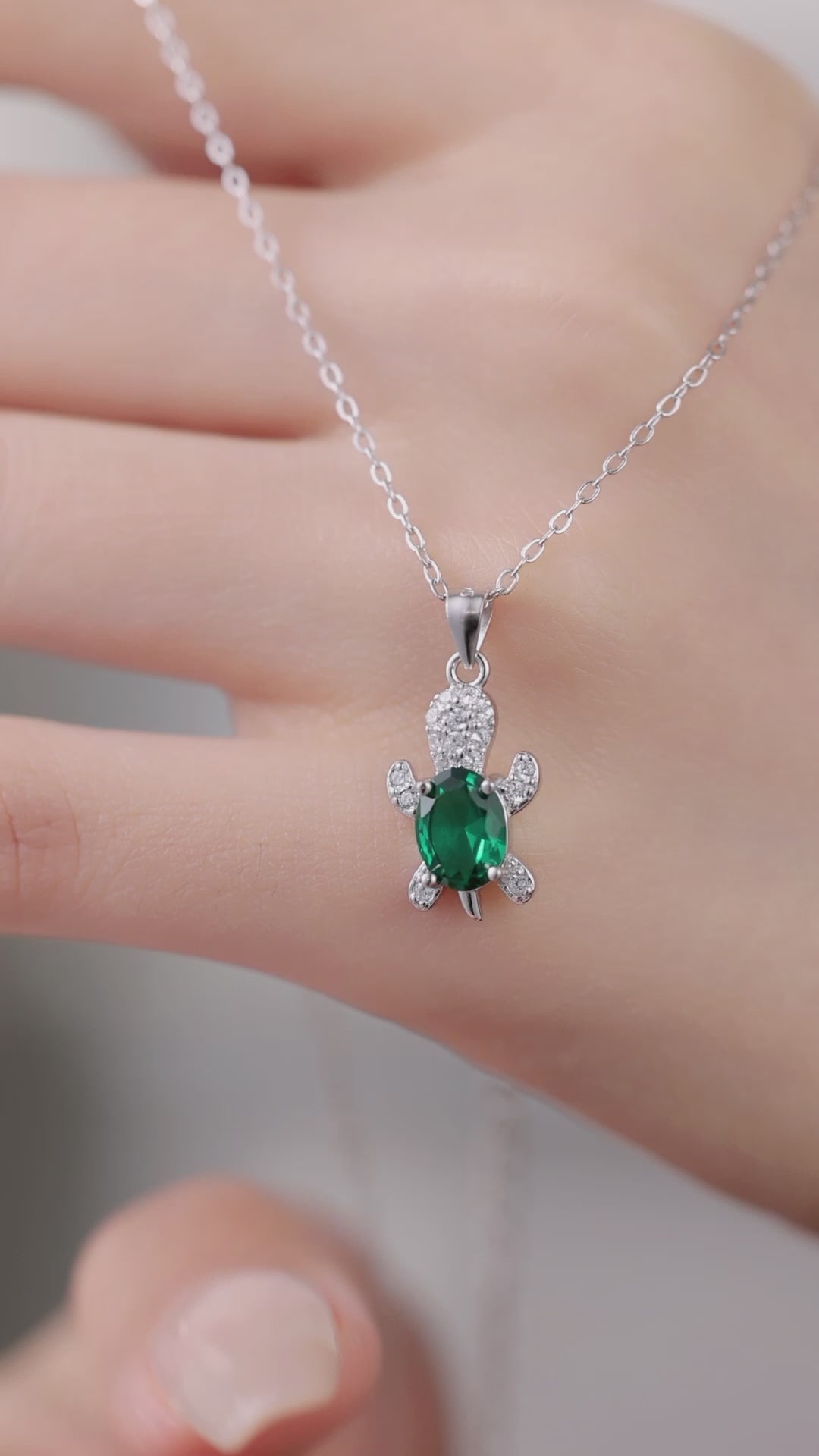 Zen Tortoise Silver Chain with Swarovski Accents