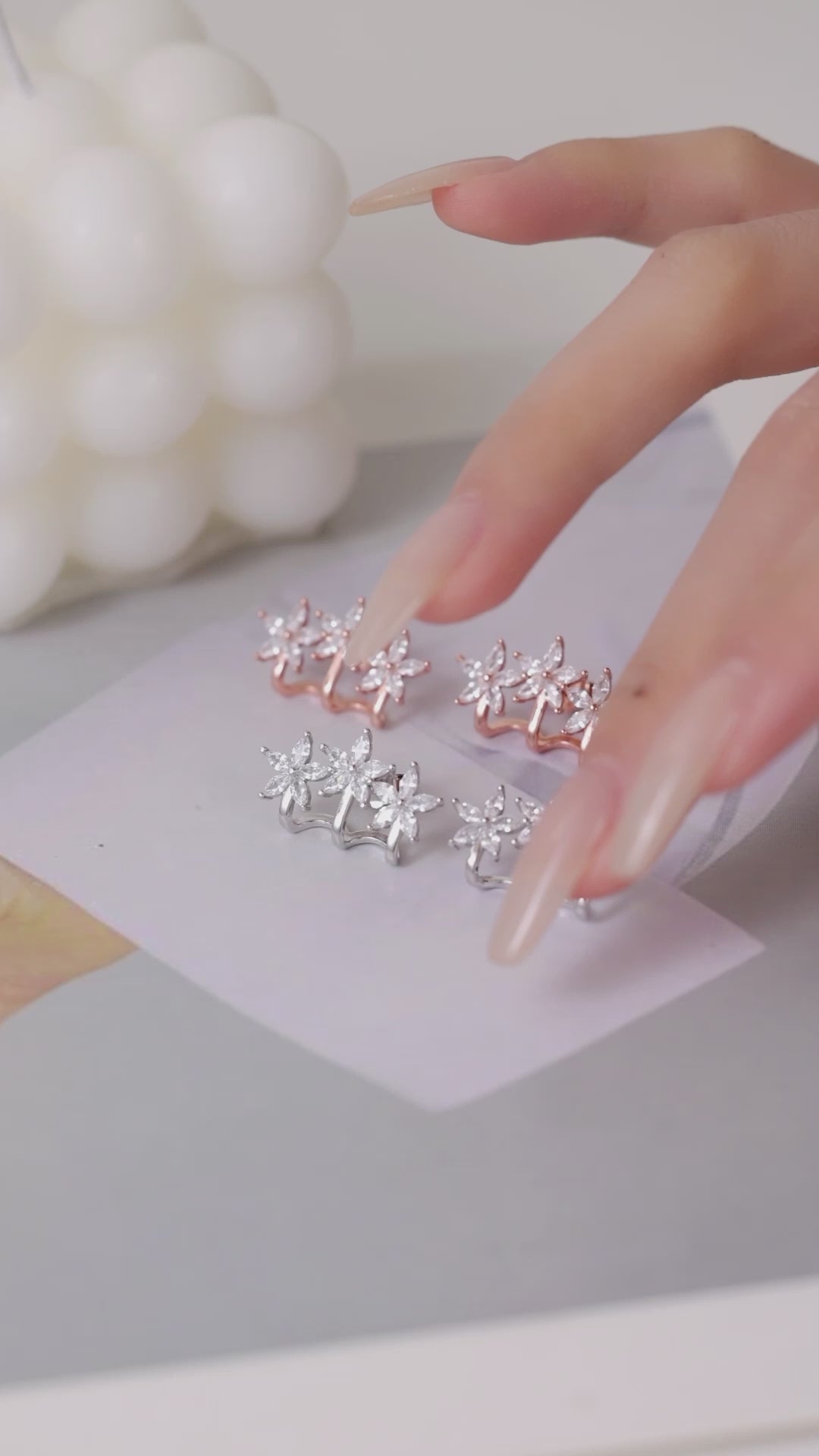 Floral Sparkle Twin Earrings