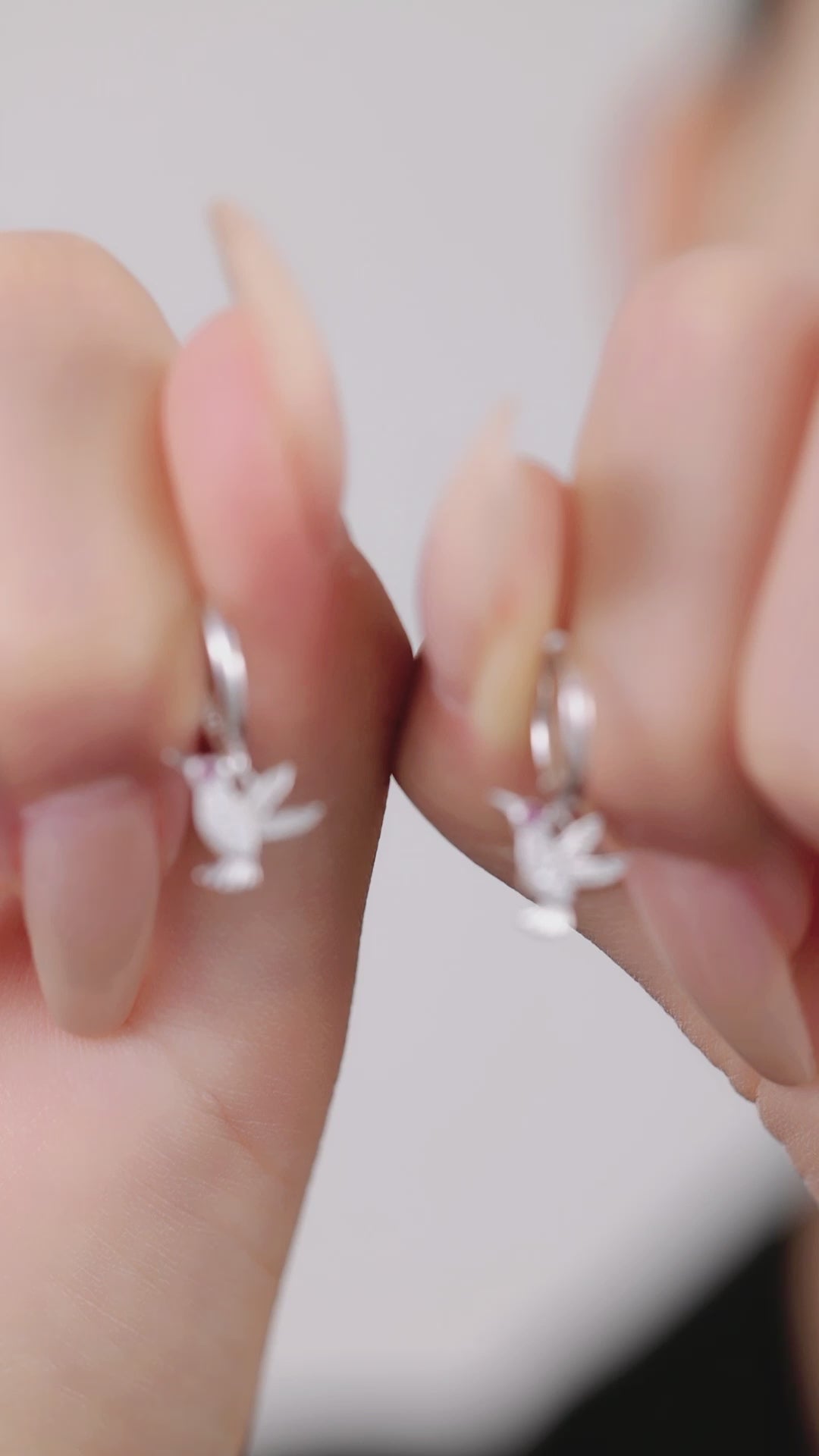 Silver Hummingbird Dangle Earrings