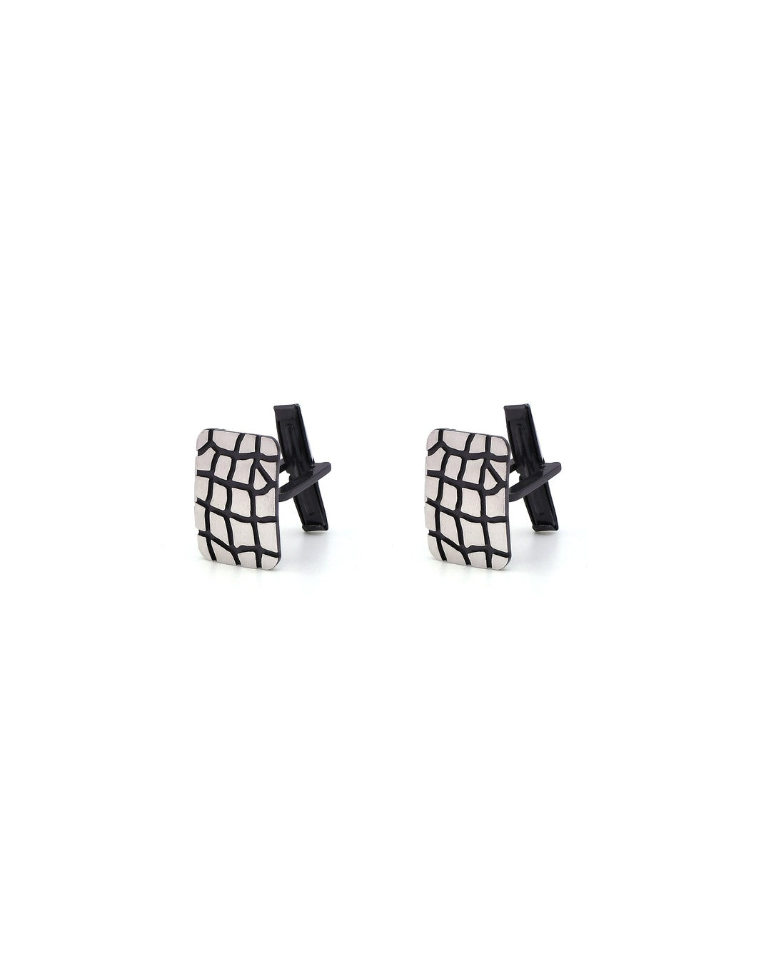 Sterling Silver Crocodile-Textured Oxidized Cufflinks