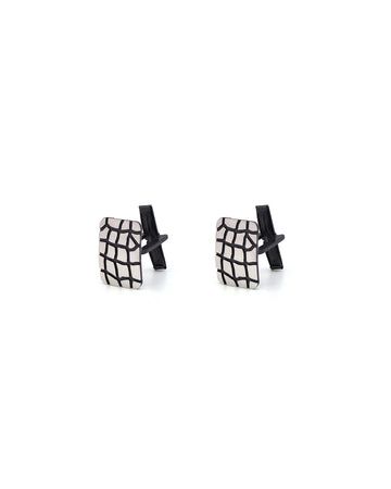 Sterling Silver Crocodile-Textured Oxidized Cufflinks