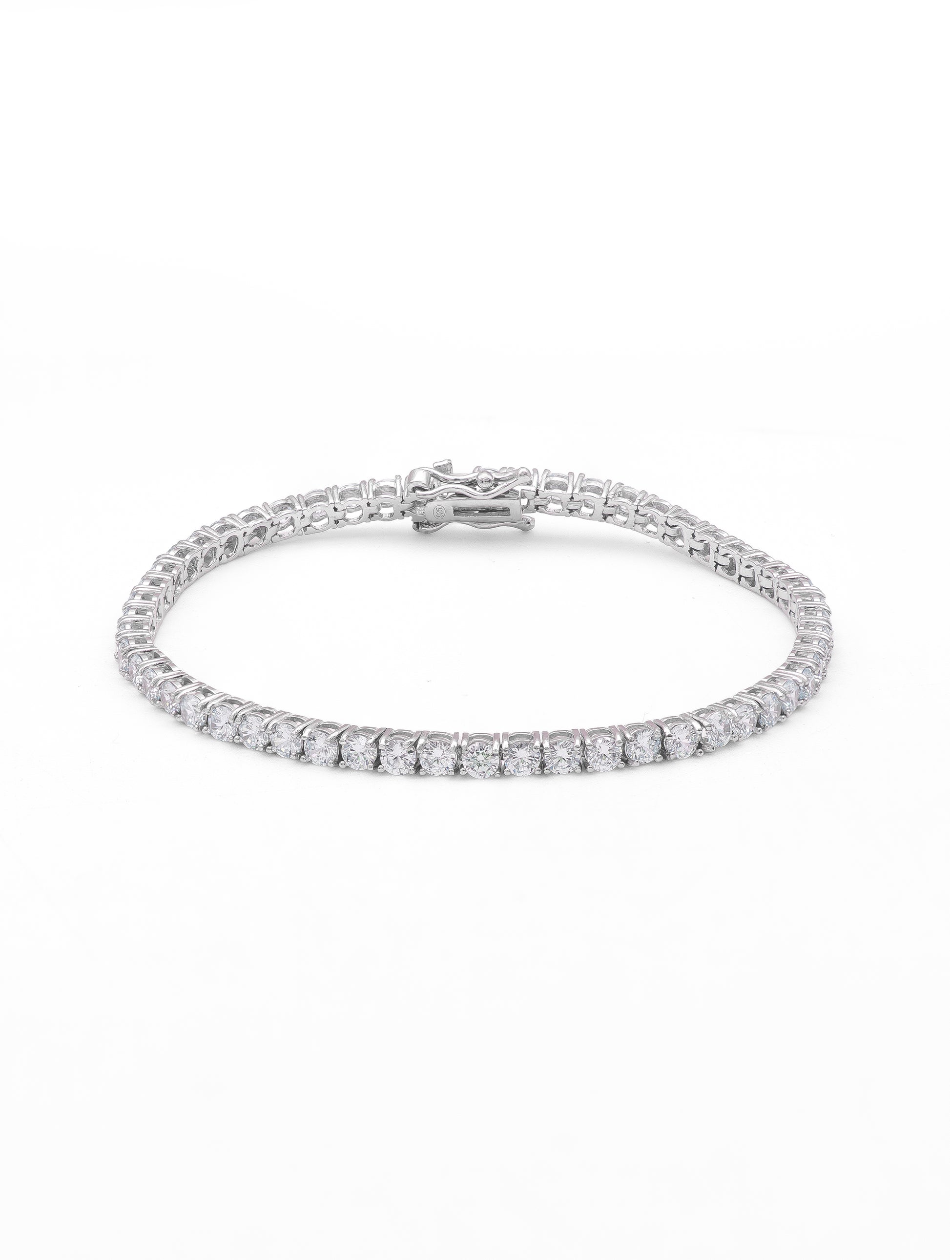 Sterling silver tennis bracelet with white Swarovski Zircon, openable 925 bracelet for women in Dubai