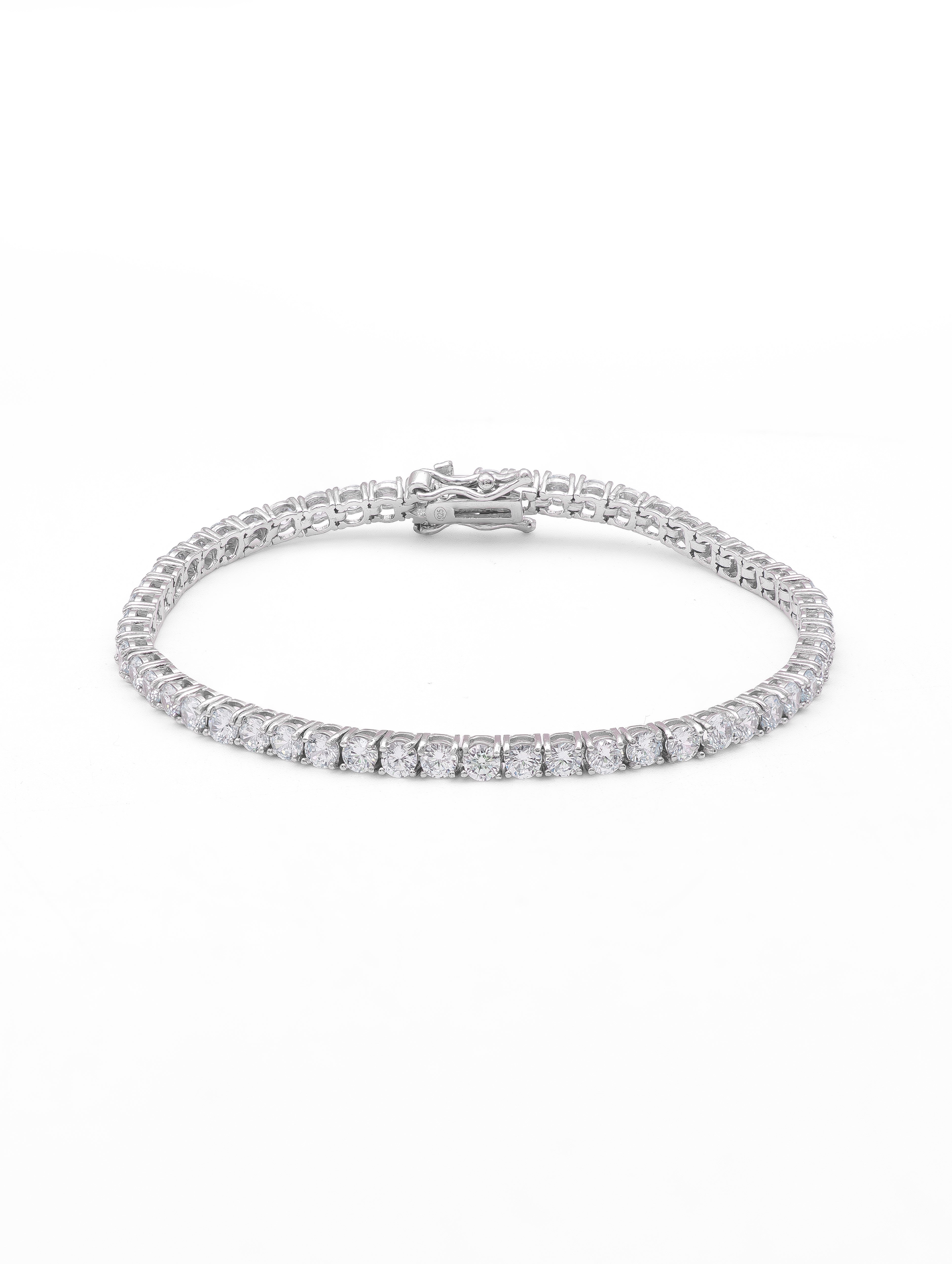 Sterling silver tennis bracelet with white Swarovski Zircon, openable 925 bracelet for women in Dubai
