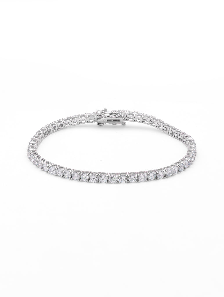 Sterling silver tennis bracelet with white Swarovski Zircon, openable 925 bracelet for women in Dubai